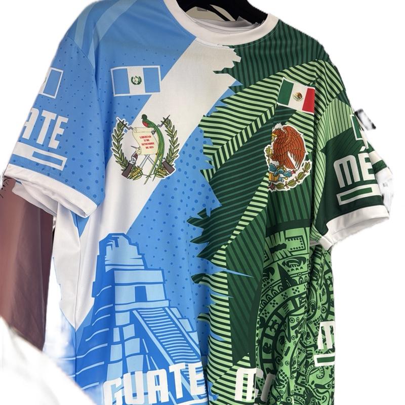 1 Camisa de Doble pais Mexico y Guatemala color azul y verde