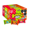 Bubbaloo Mix 4 sabores caja con (70 piezas) Chicle con centro líquido Sabores Fresa, Mora Acida y Piña con Chamoy.